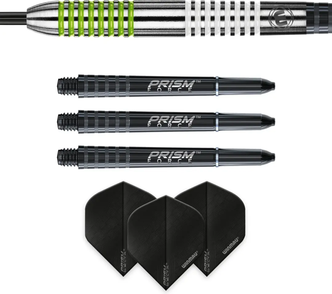Winmau Ton Machine Dartpijlen 23g - 3 Stuks - Zwart/ Groen