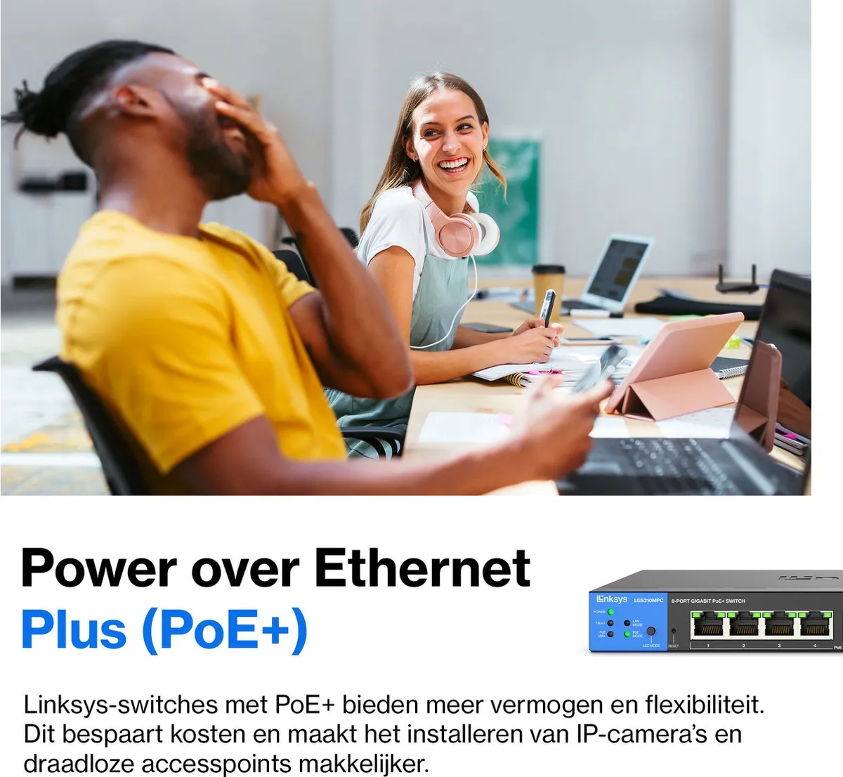 Linksys LGS310MPC - Netwerk Switch - Gigabit - Managed - 8 Poorten - PoE+ - Zwart