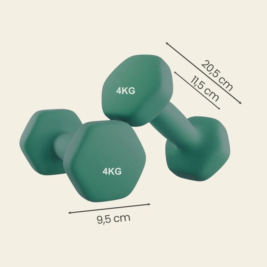 Songmics Dumbbells Set 2x4kg - Hexagon - Groen