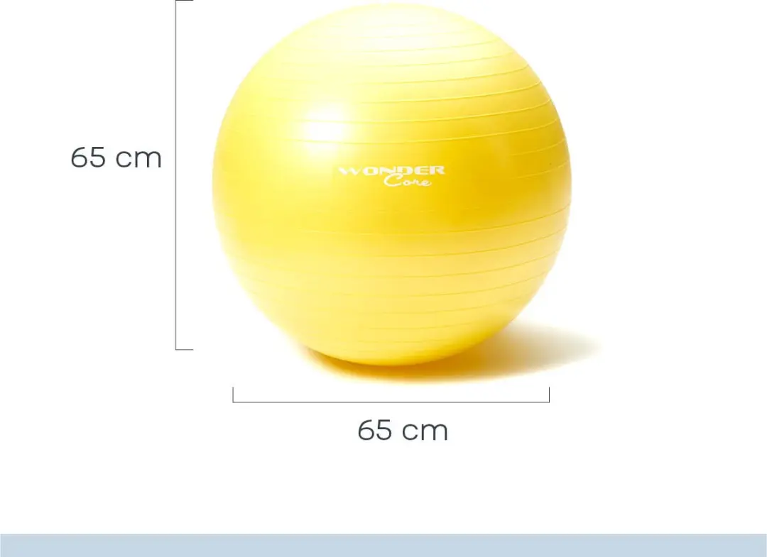 Wonder Core Gymbal Fitnessbal 65cm - Geel - afbeelding 6 van 6