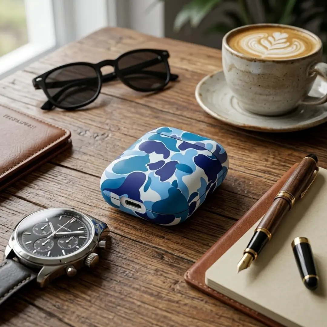 NUVEX Hoesje AirPods 4 - Blauw Camouflage
