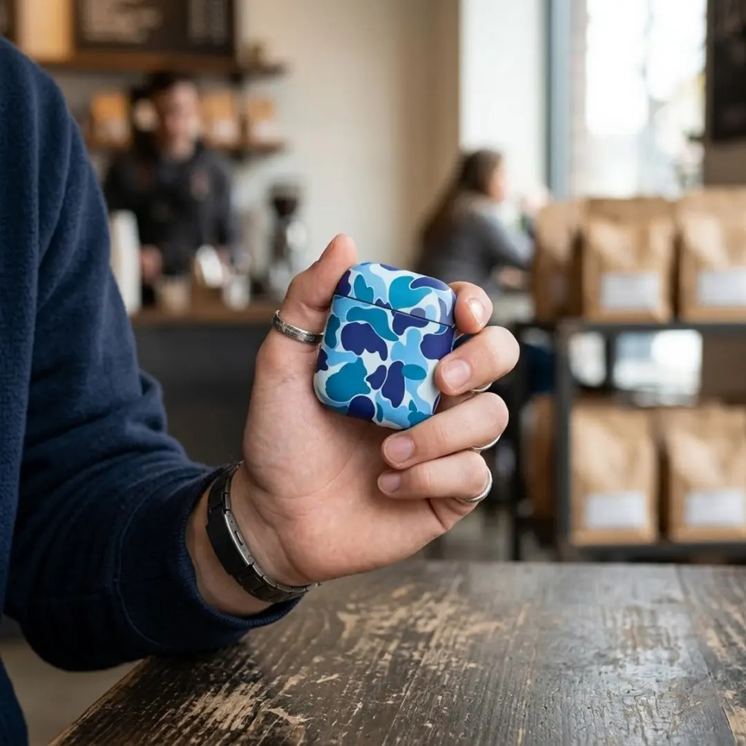 NUVEX Hoesje AirPods 4 - Blauw Camouflage