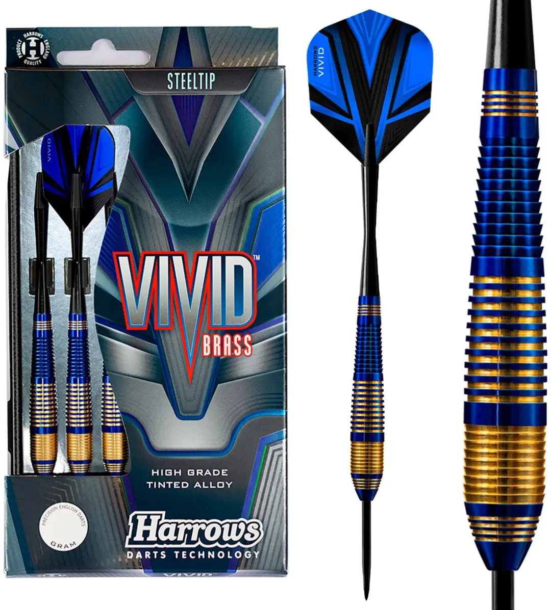 Harrows Vivid Blue Brass Dartpijlen