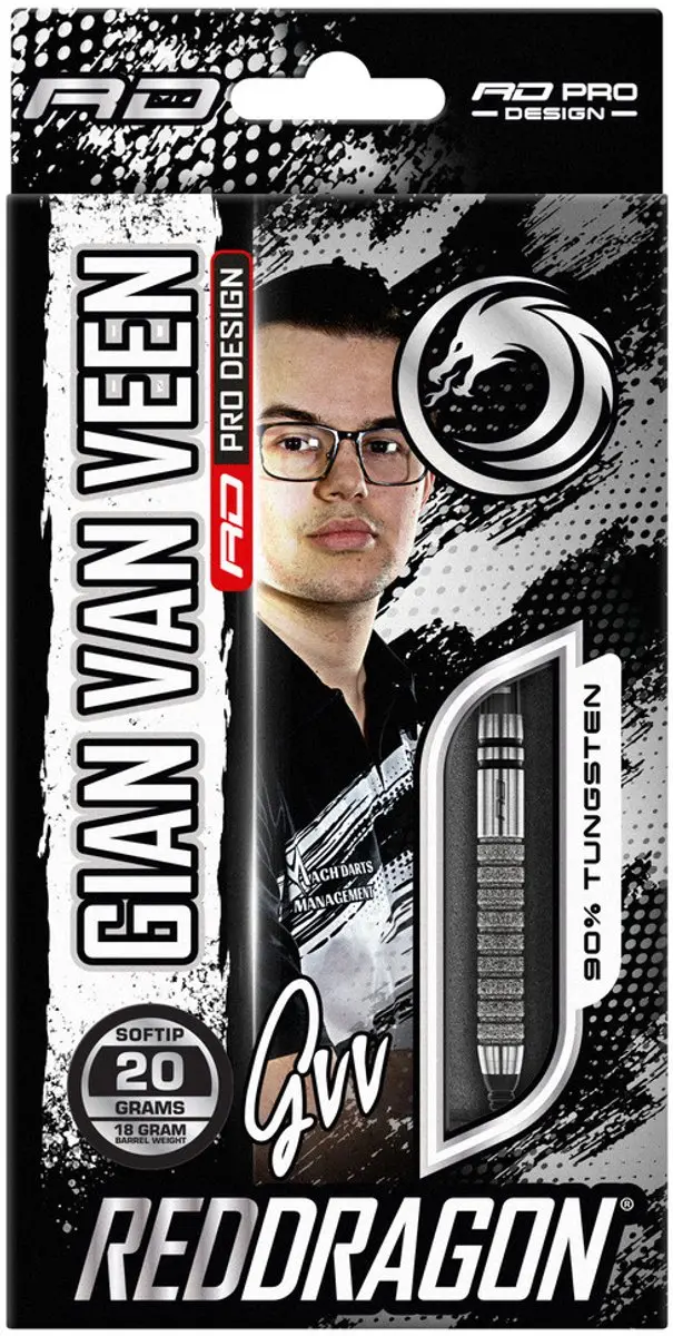 Red Dragon Gian van Veen Tour Edition 90% Darts - Blauw - 3 Stuks
