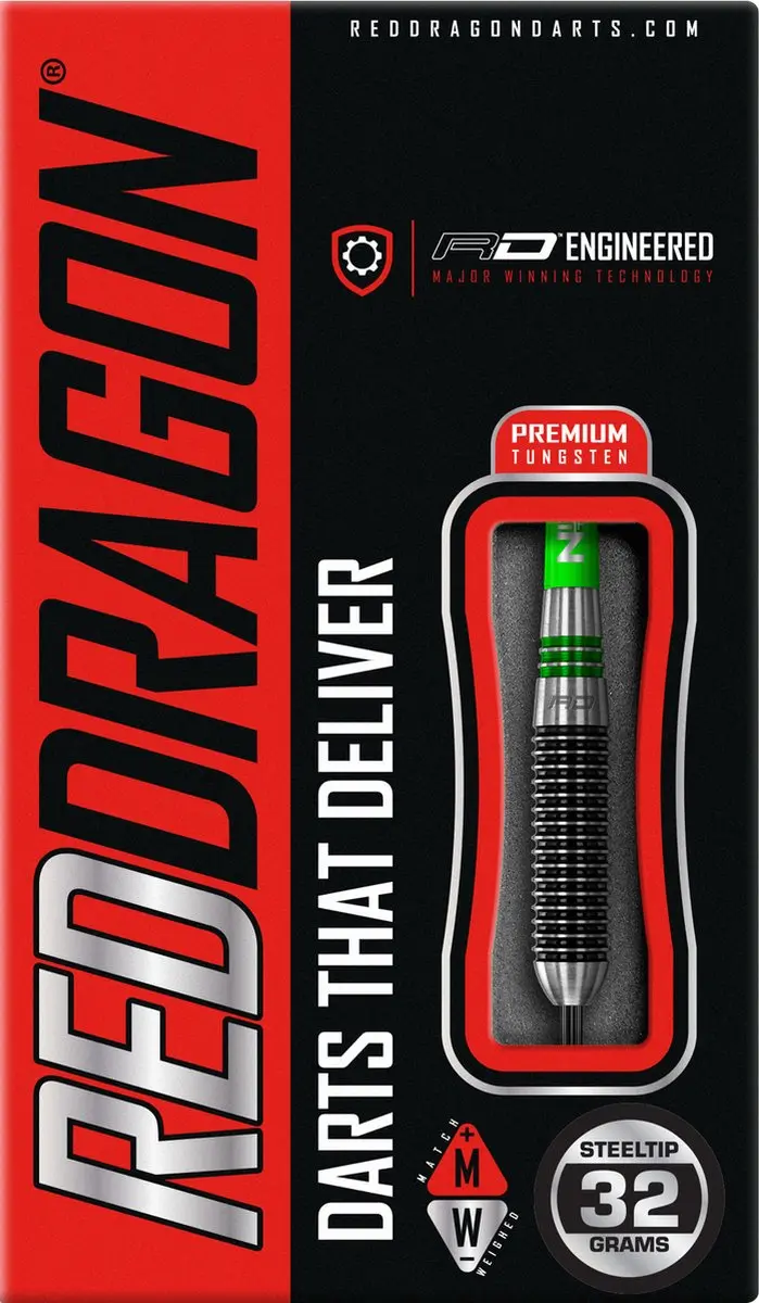 Red Dragon Titan 2 85% Dartpijlen - 3 Stuks - Rood/Zilver