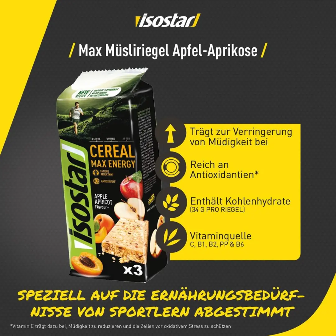 Isostar Cereal Max Appel Abrikoos - 3x55g