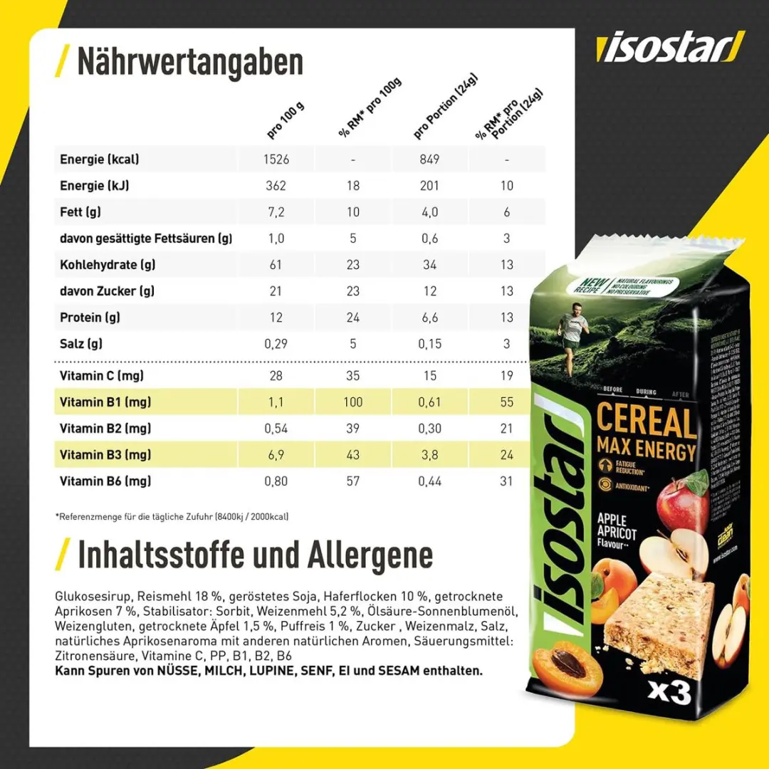 Isostar Cereal Max Appel Abrikoos - 3x55g
