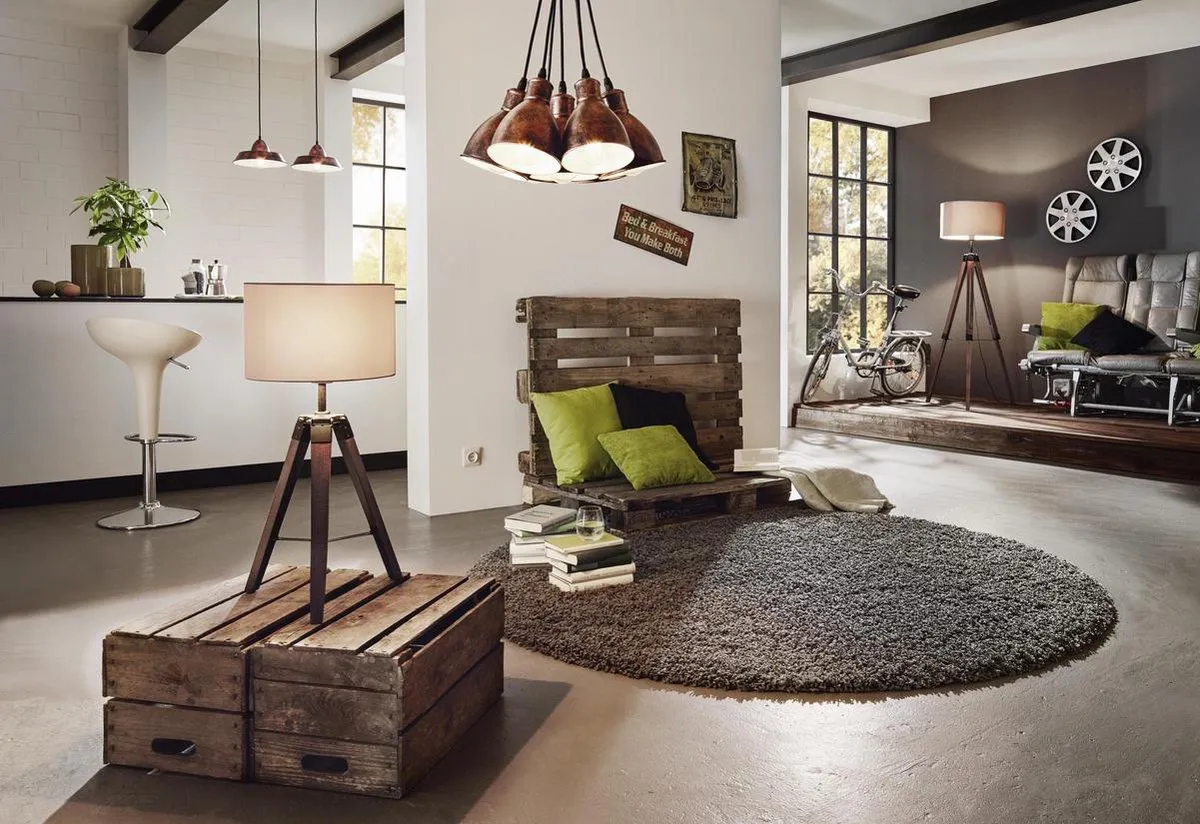Eglo Vintage Priddy 1 Hanglamp - 7 Lichts Ø385mm Koper