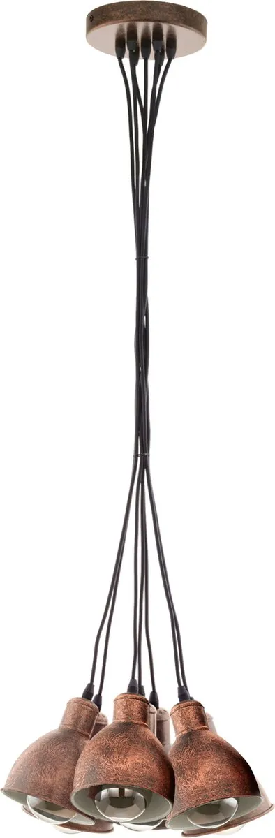 Eglo Vintage Priddy 1 Hanglamp - 7 Lichts Ø385mm Koper