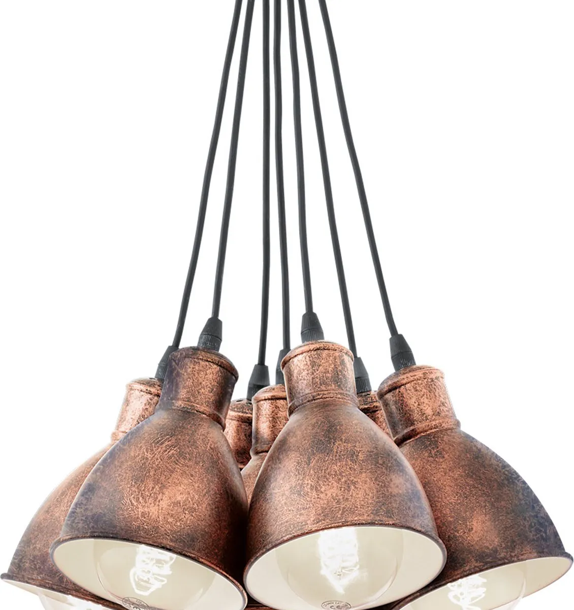 Eglo Vintage Priddy 1 Hanglamp - 7 Lichts Ø385mm Koper