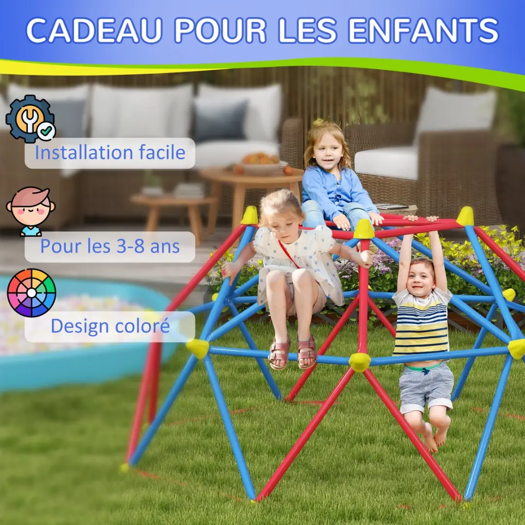 Outsunny Kids Climber 34D-002V00RD - 183x183x90cm - Multicolor - afbeelding 6 van 6