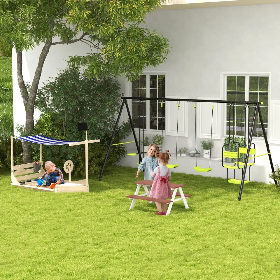Outsunny Kinderschommel 355x184x186cm - Groen