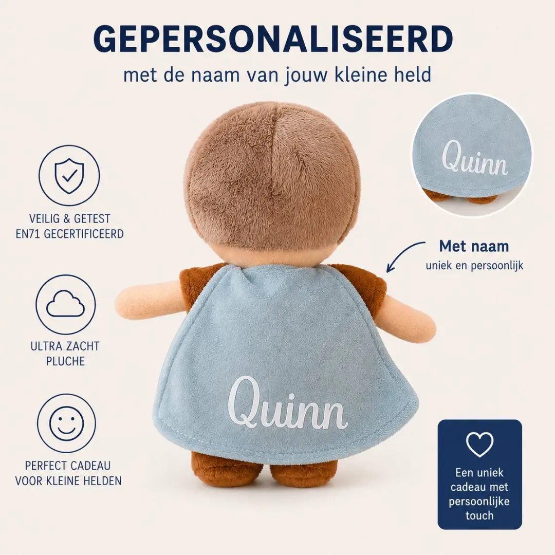 Jollein Superhero Dave Knuffel - 32cm - Blauw