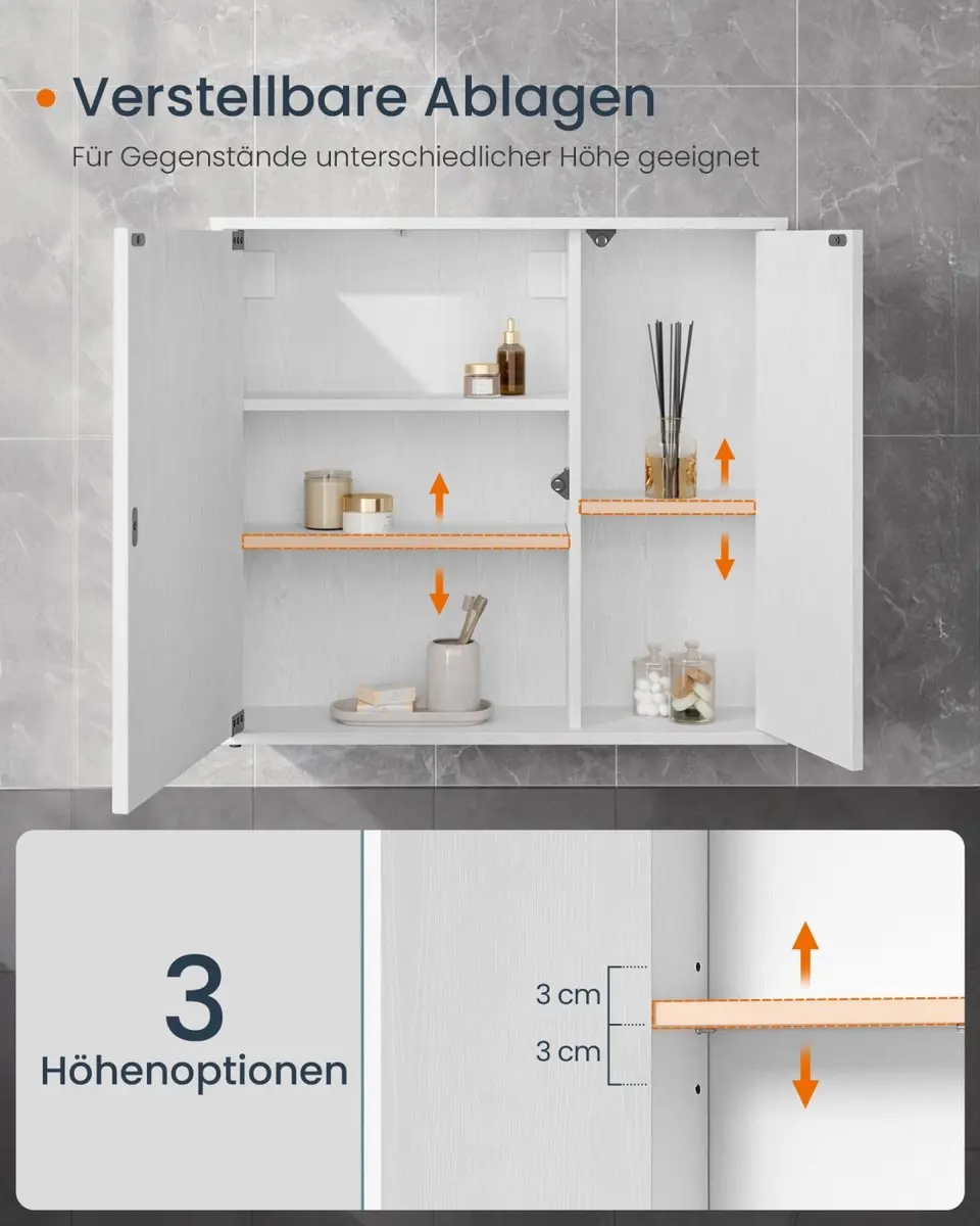 Songmics Badkamerspiegelkast 15x60x55cm - Wit