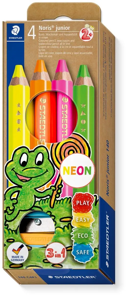 STAEDTLER Noris Junior Zeskant Neon Potloden - 4 Stuks
