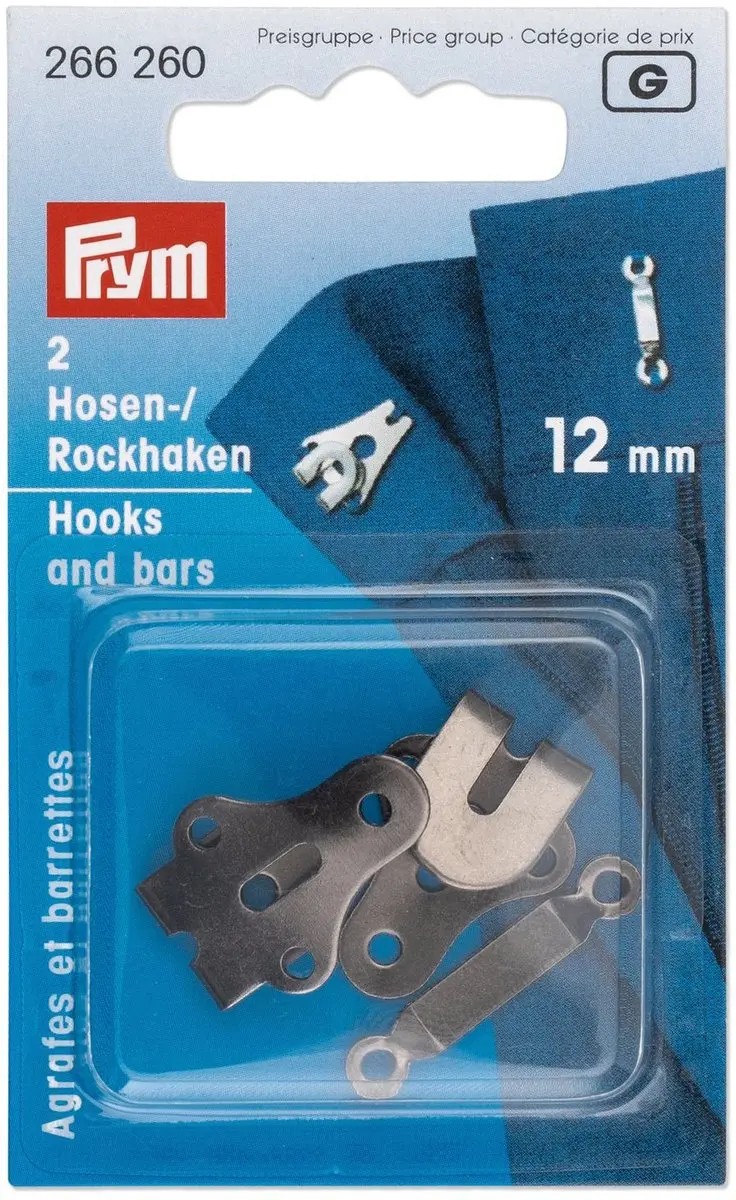 Prym Broek- en rokhaken met staafjes 12mm - 2 Stuks - Zwart