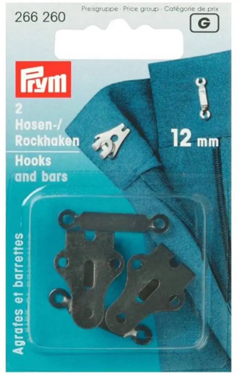 Prym Broek- en rokhaken met staafjes 12mm - 2 Stuks - Zwart