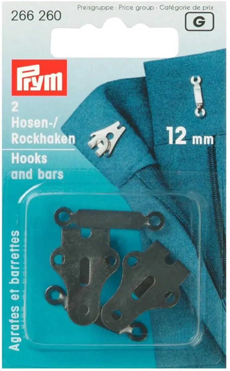 Prym Broek- en rokhaken met staafjes 12mm