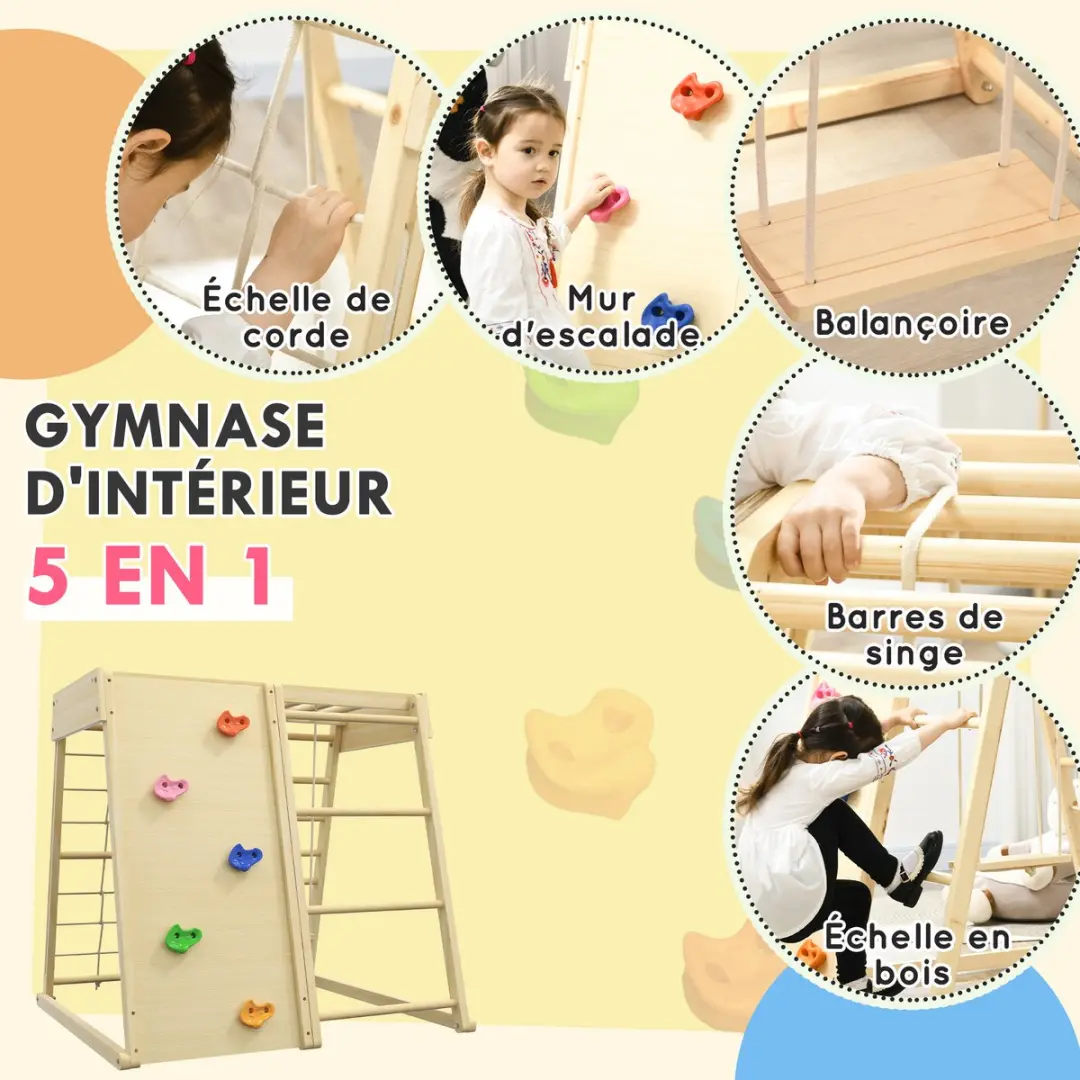 Homcom Kids Climber - Natuurlijk hout 120x105x120cm