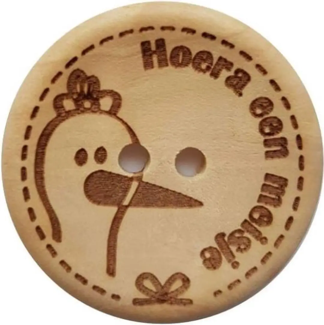 Durable Knoop 'Hoera een meisje' 30mm - Hout - 2 Stuks
