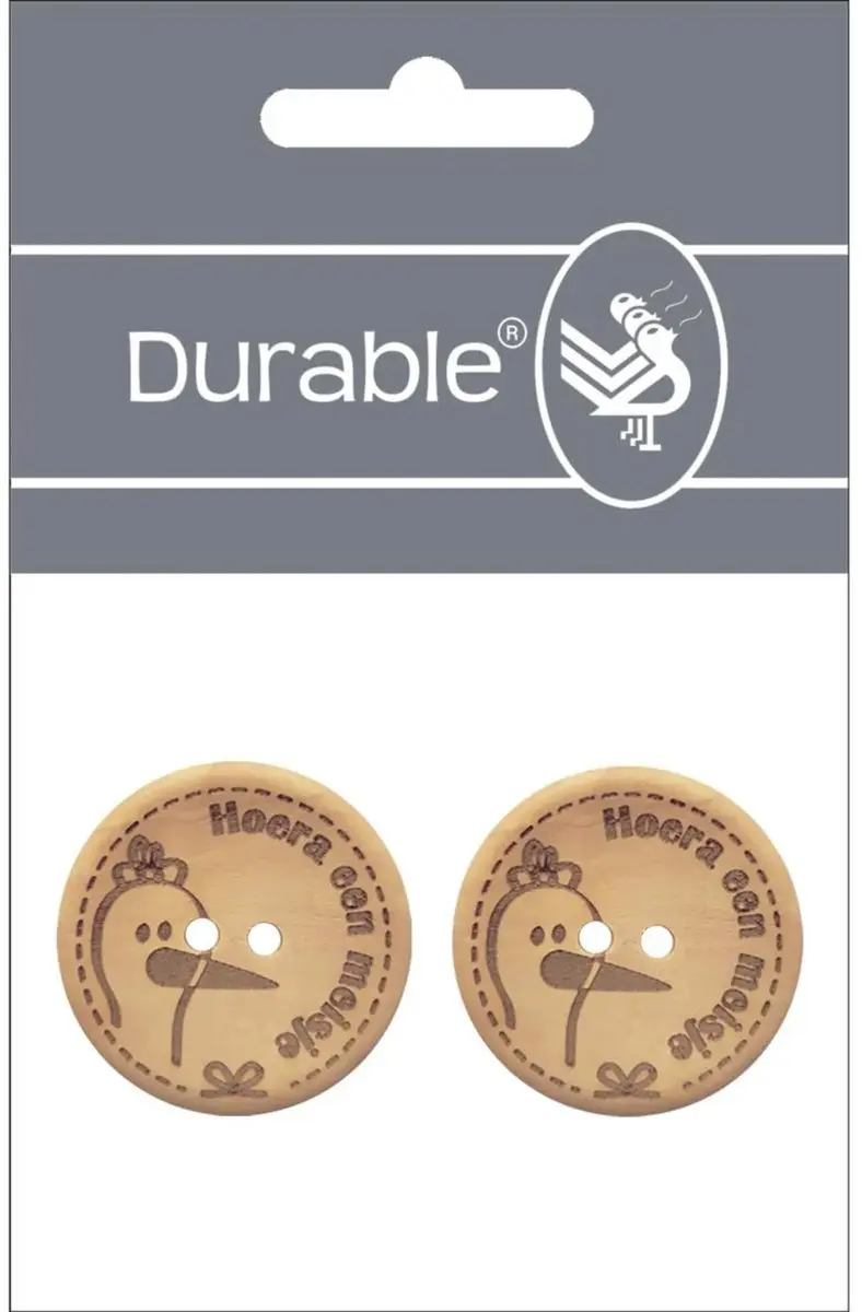 Durable Knoop 'Hoera een meisje' 30mm