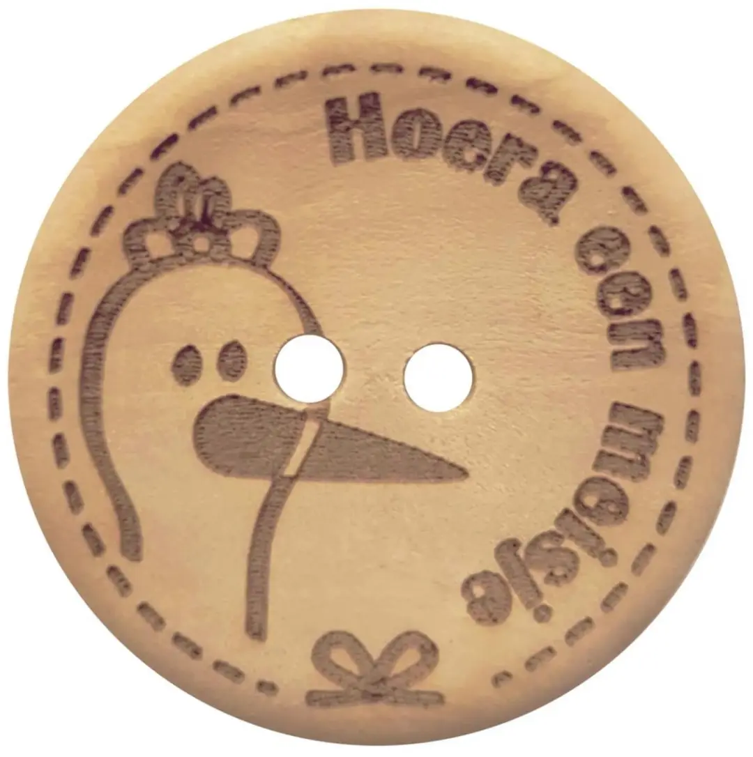 Durable Knoop 'Hoera een meisje' 30mm - Hout - 2 Stuks