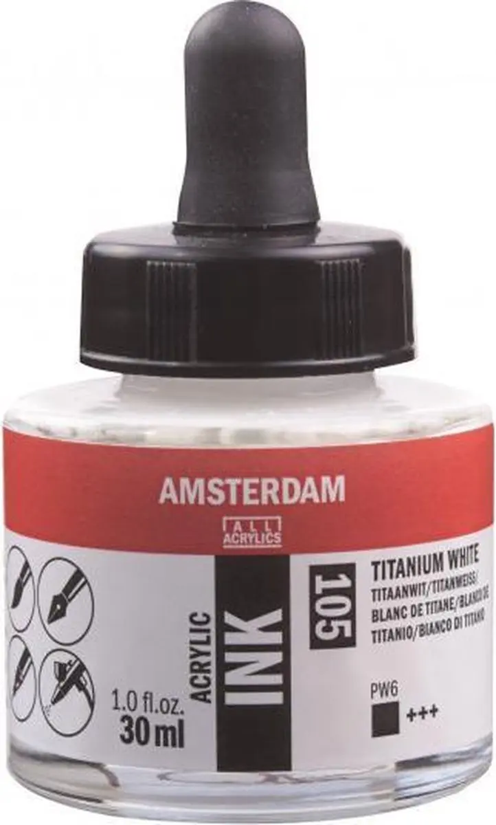 Amsterdam Acrylic Inkt Titaanwit 30ml