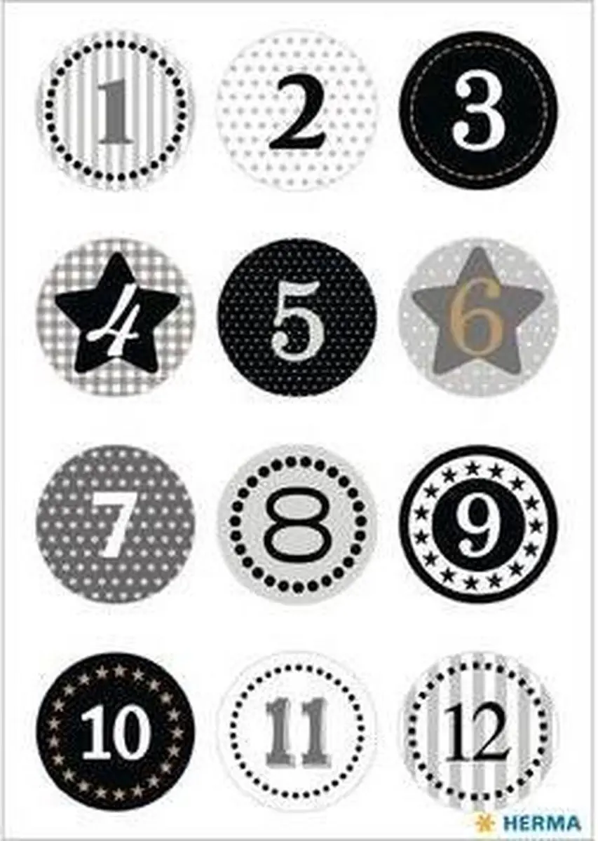 Herma 15255 Stickers - 24 Stuks - Zwart/Goud/Grijs