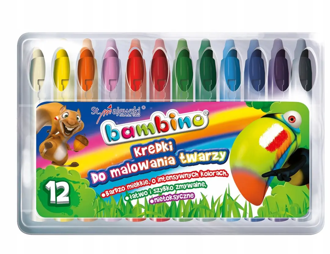 Bambino 12 Kleuren Schminkpotloden - Veilig & Afwasbaar