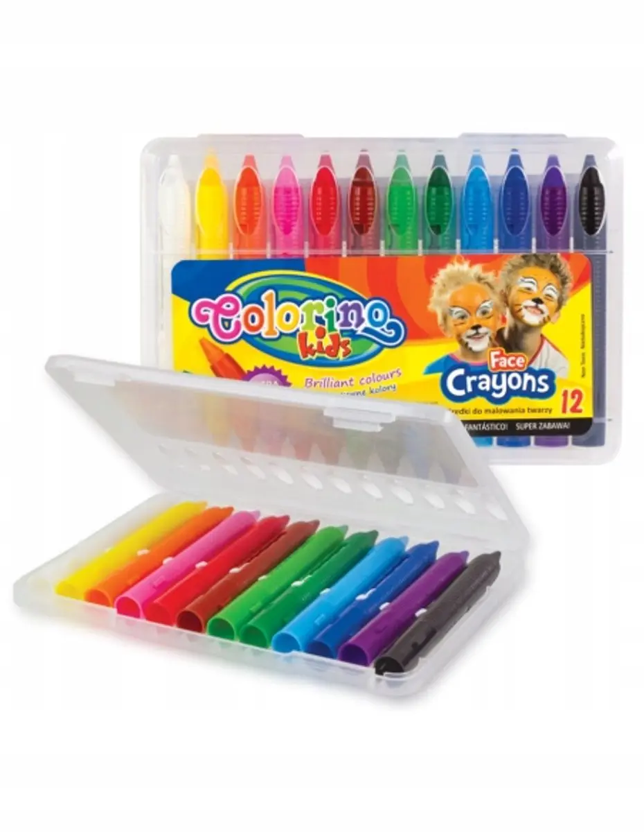 Bambino 12 Kleuren Schminkpotloden - Veilig & Afwasbaar