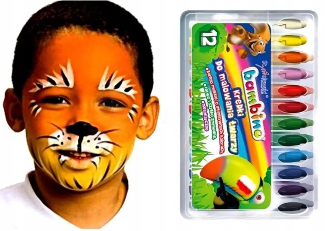 Bambino 12 Kleuren Schminkpotloden - Veilig & Afwasbaar