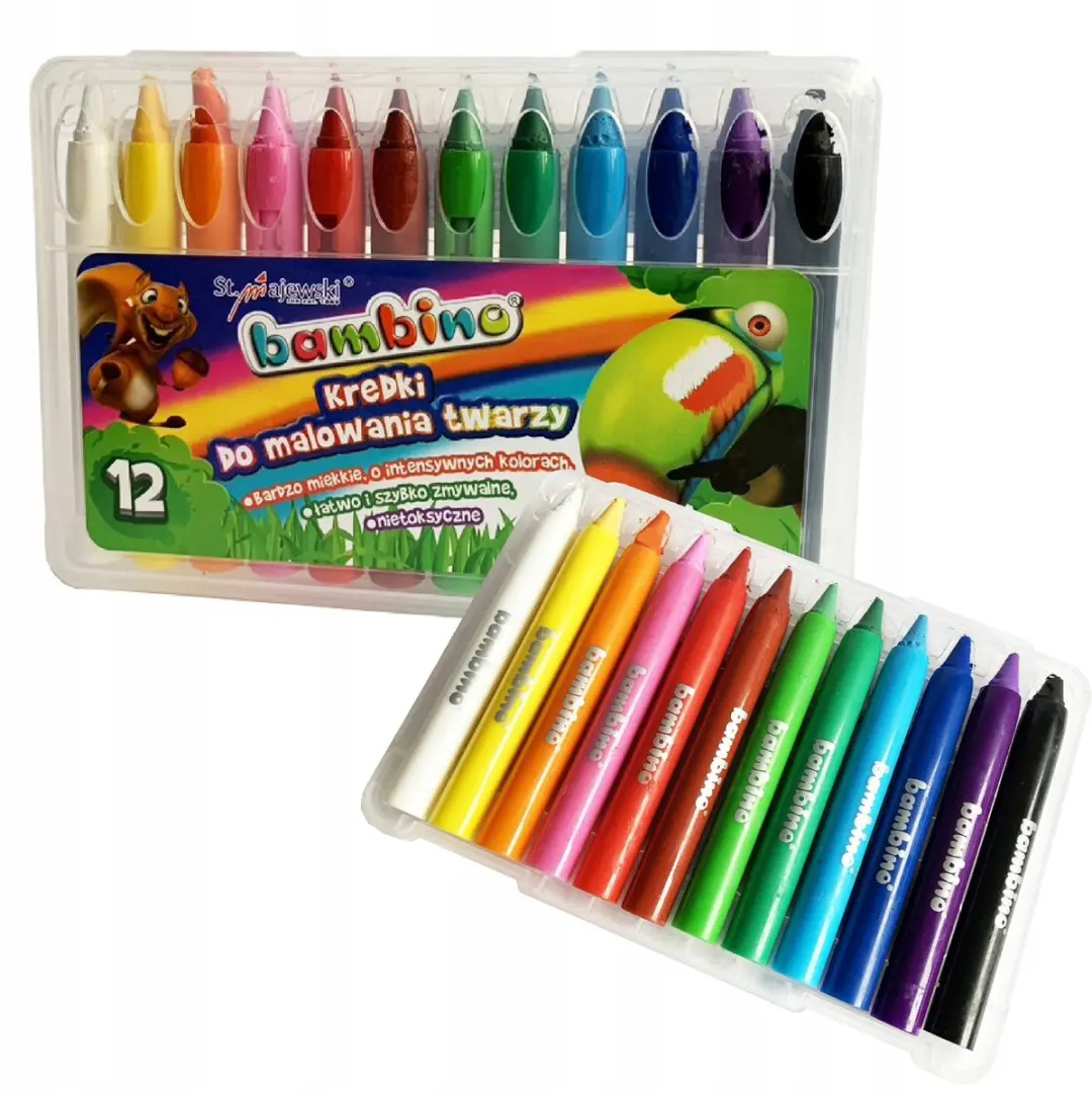 Bambino 12 Kleuren Schminkpotloden - Veilig & Afwasbaar