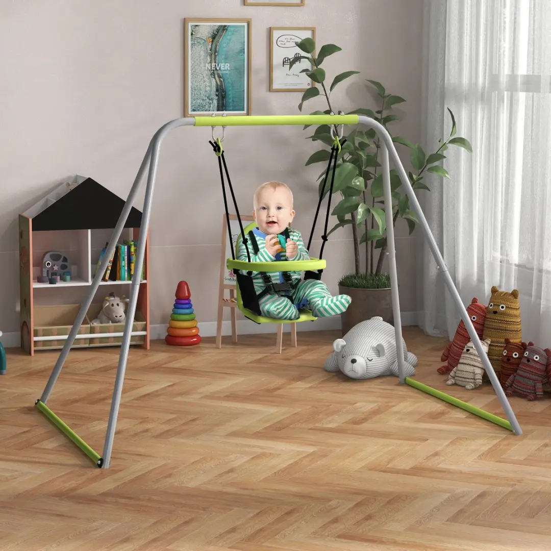 Outsunny Kinderschommel Metaal 180x160x182cm - Groen - afbeelding 6 van 6