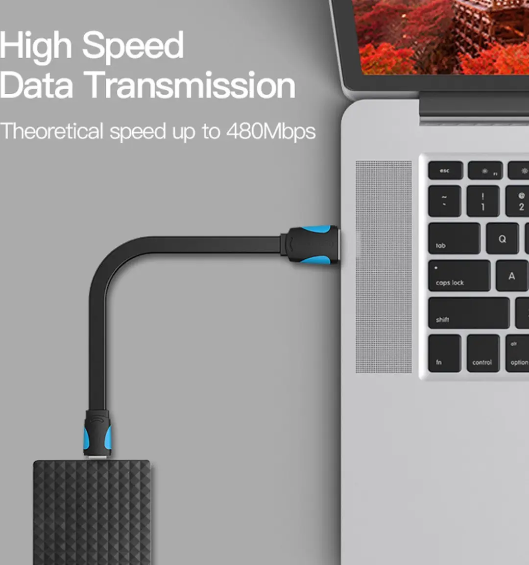 Vention VAS-A14-B050 USB-kabel 0,5m USB-A naar Mini-USB B - Zwart