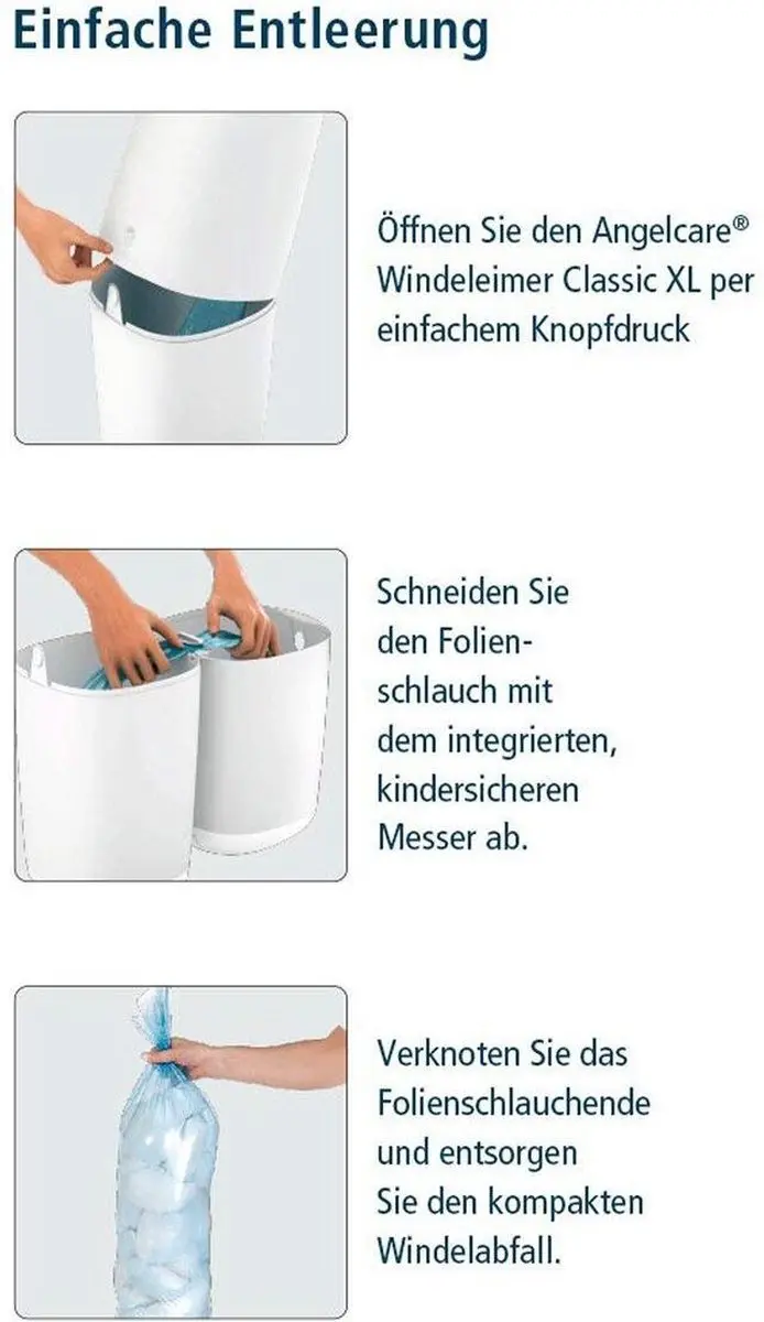 Angelcare Klassieke XL Luieremmer - 25 Stuks - Wit