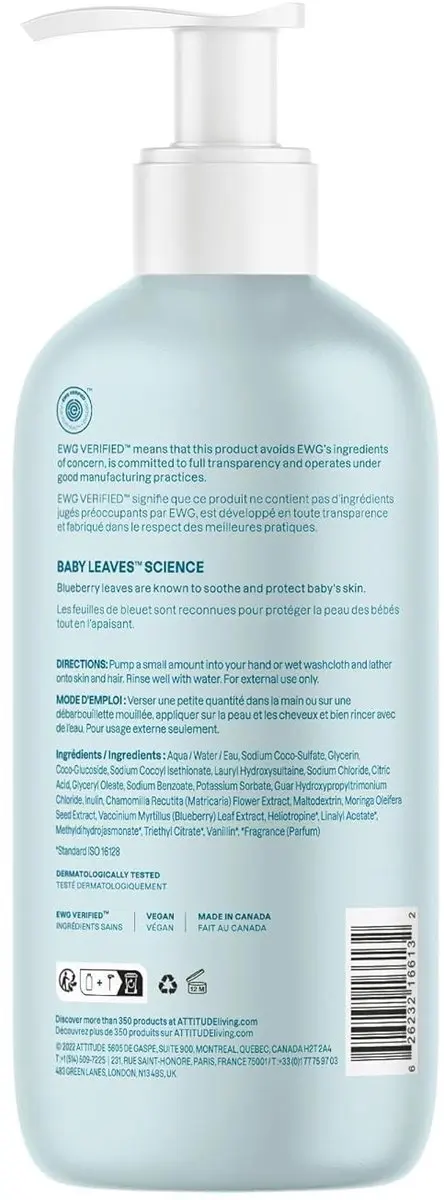 Attitude Good Night 2in1 Shampoo & Body Wash - 2x946ml Baby Leaves ECO