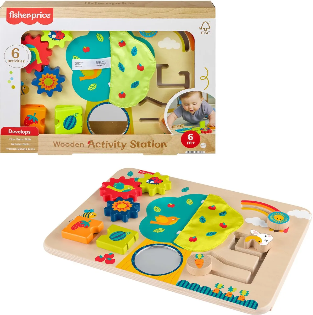 Mattel houten activiteitenspeelgoed Fisher-Price voor peuters.