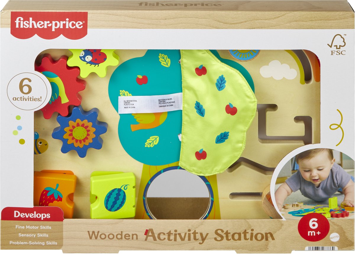 Mattel houten activiteitenspeelgoed Fisher-Price voor peuters.