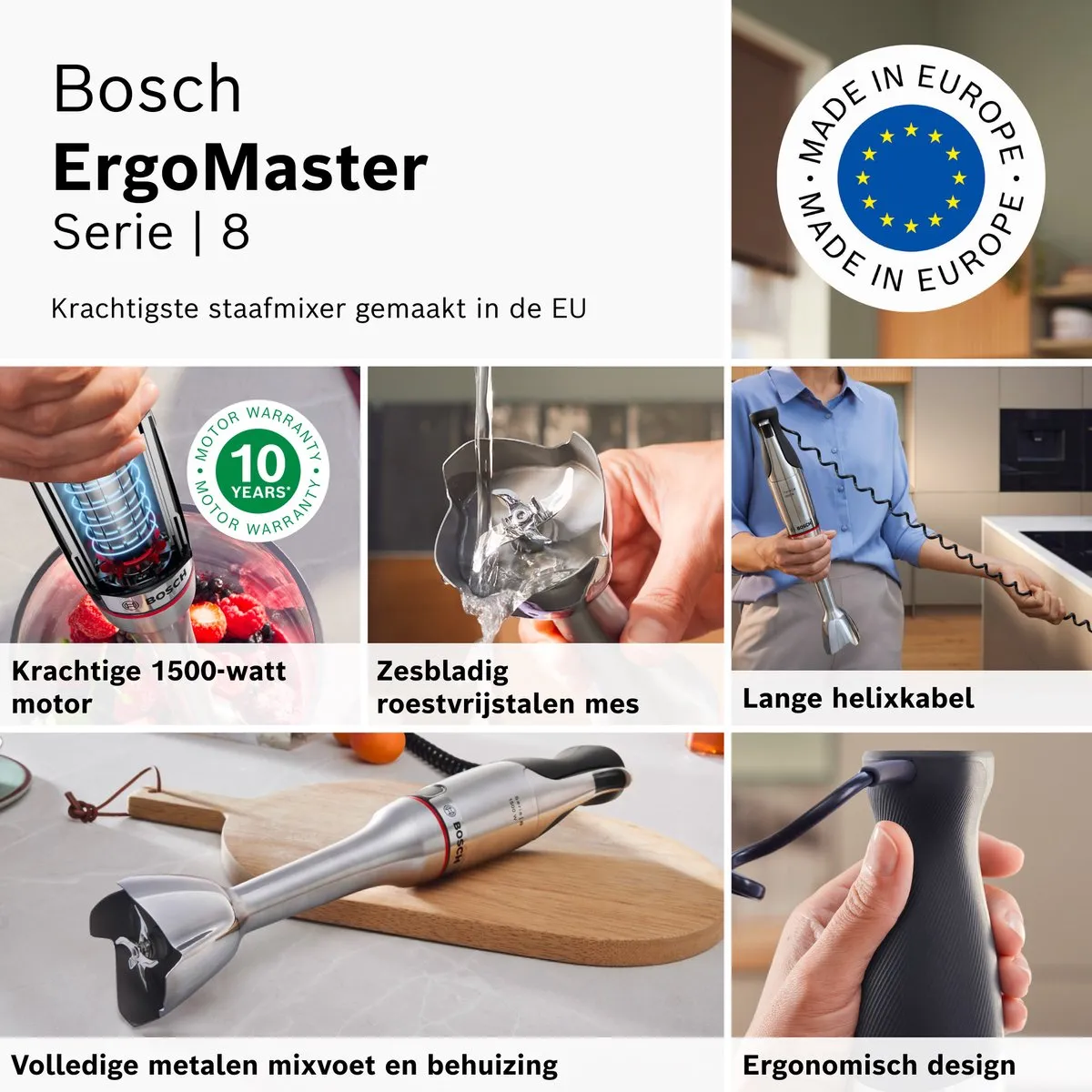 Bosch Serie 8 MSM8M934 ErgoMaster Staafmixer 1500W - Roestvrijstaal - afbeelding 6 van 6