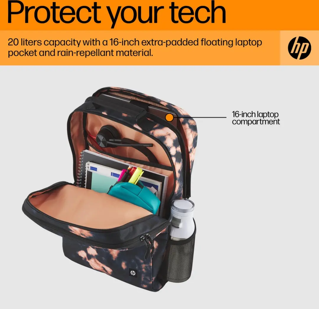 HP Campus XL Backpack 7J594AA - 16 inch - Ruitmotief Blauw - afbeelding 3 van 6
