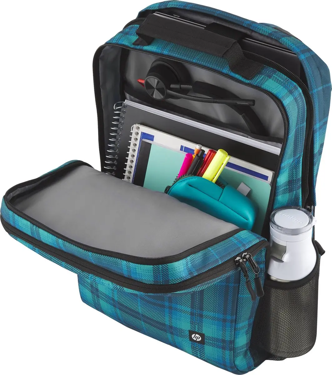 HP Campus XL Backpack 7J594AA - 16 inch - Ruitmotief Blauw - afbeelding 6 van 6