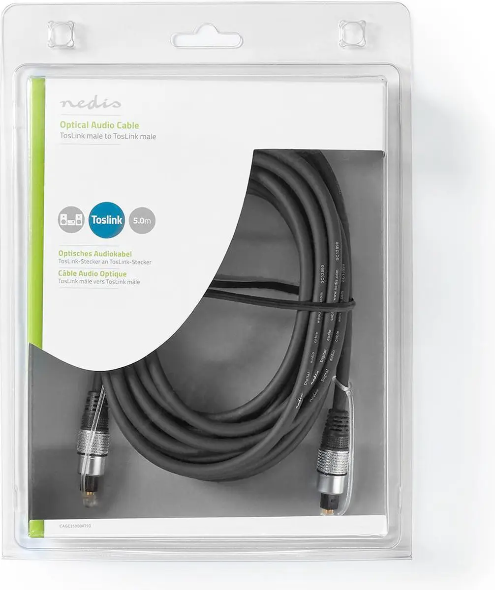Nedis Optische Audiokabel TosLink CAGC25000AT50 - 5m - Antraciet