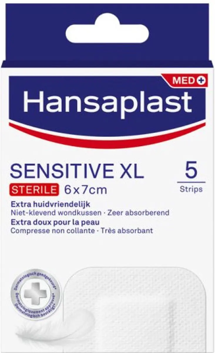 Hansaplast Sensitive XL 6x7cm - 5 Stuks