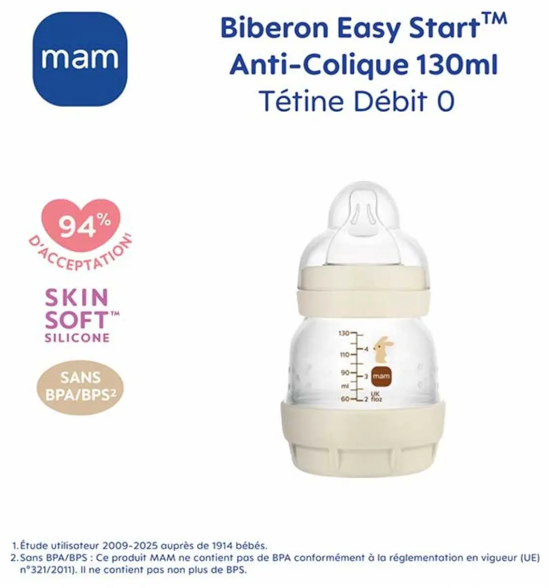 MAM Easy Start Zuigfles 130ml - 2 Stuks - Zand
