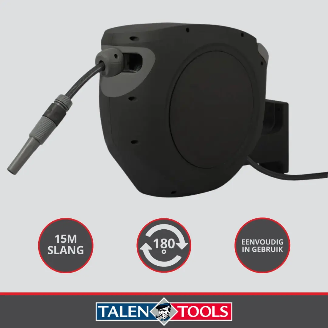 Talen Tools Wandslangenbox Deluxe 15m - Automatisch oprolsysteem
