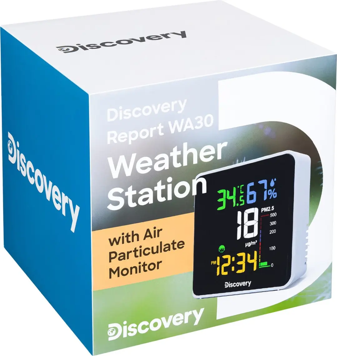 Levenhuk Discovery Weerstation Luchtdeeltjesmonitor Thermometer Hygrometer Klok