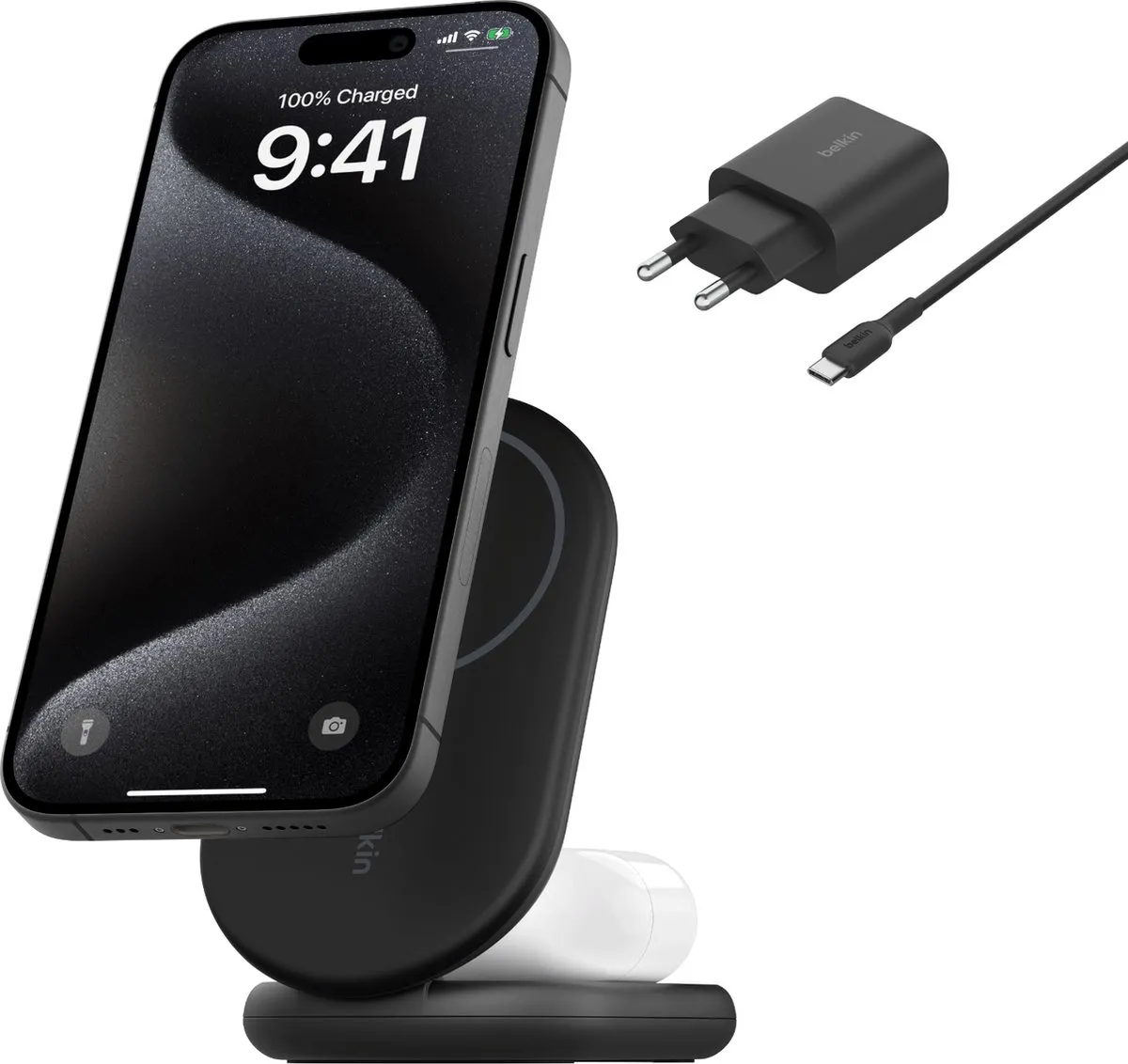 Belkin WIZ028vfBK 2-in-1 Draadloze Lader Qi2 15W