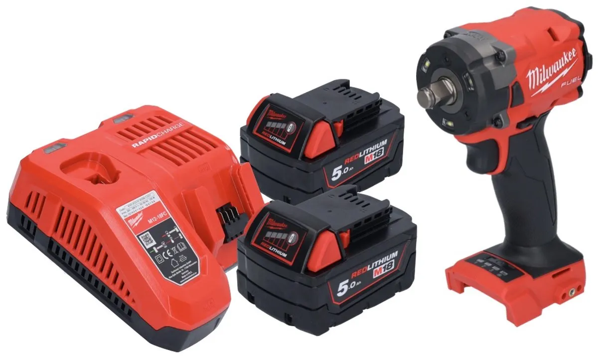 Milwaukee M18 FIW2F12-502 Accu-slagmoersleutel 339Nm - 2x 5.0Ah + Lader