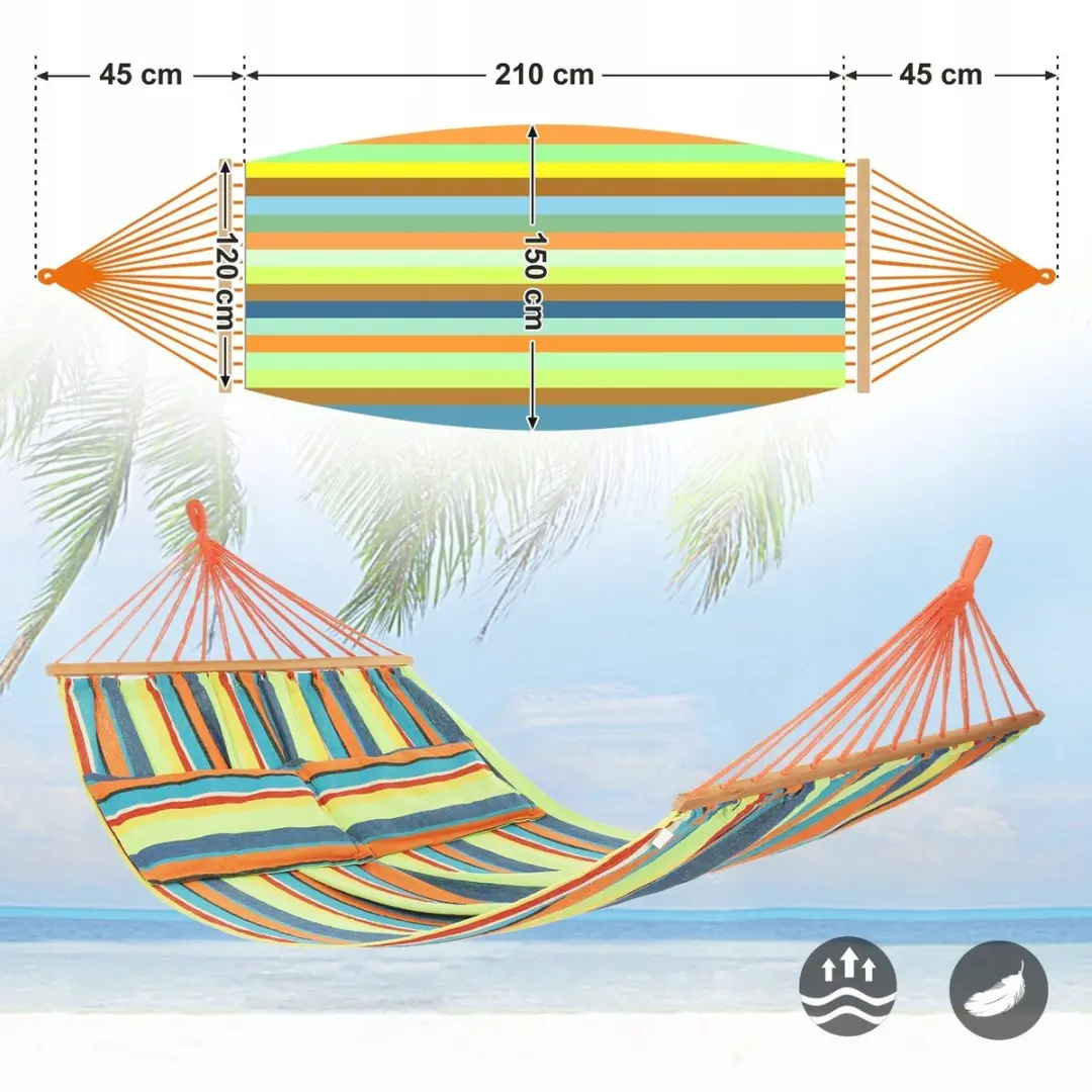 Songmics Dubbele Hangmat 210x150cm - Multicolor - afbeelding 3 van 5