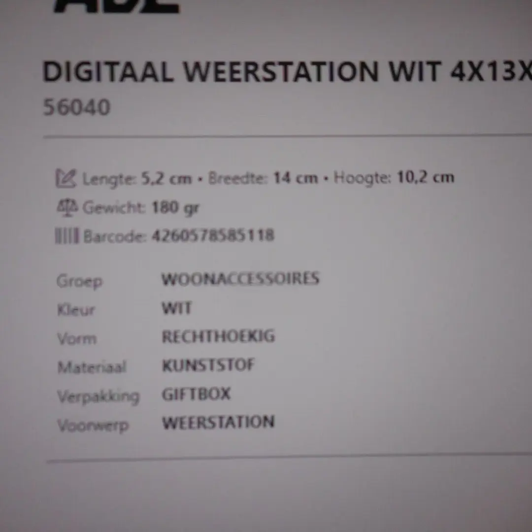 ADE Digitaal Weerstation Wit - Draadloze Sensor